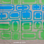 Edna Ambrym, [green blue print], 2016, Screenprint on linen, 142 x 250cm