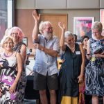 Mieke den Otter during speeches – Ipswich Artist hands up